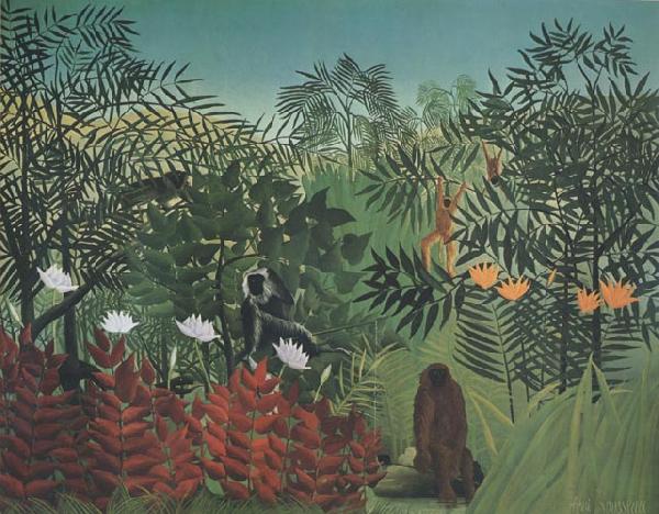 Henri Rousseau Tropical Forest with Monkeys oil painting image